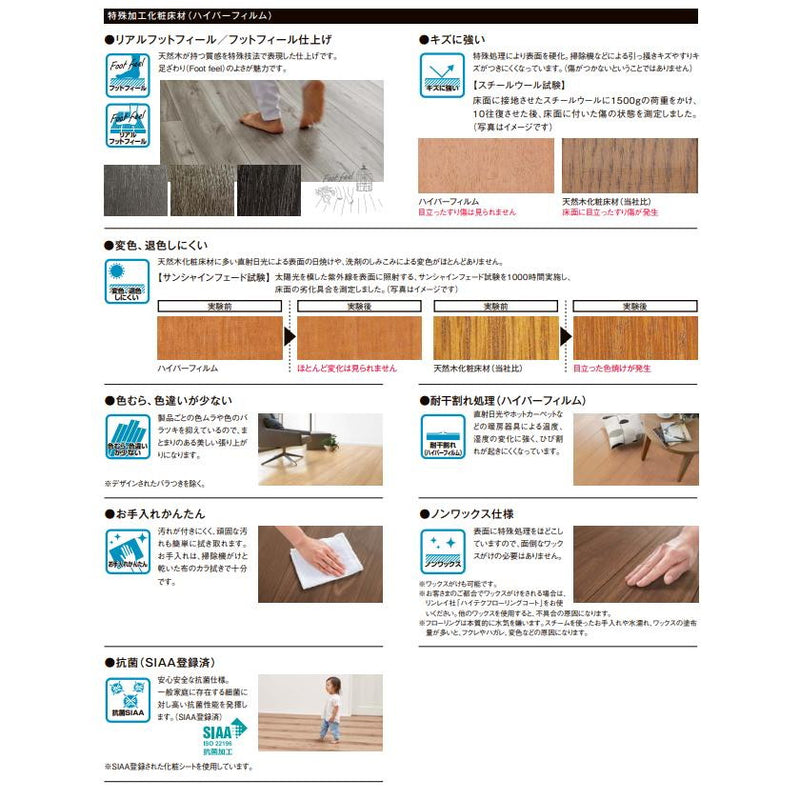 LIXIL床材　ラシッサ　Ｄフロア　木目タイプ　DC-ND2B01-MAFF　グレージュエルムF　Real Foot fool 6枚/ケース