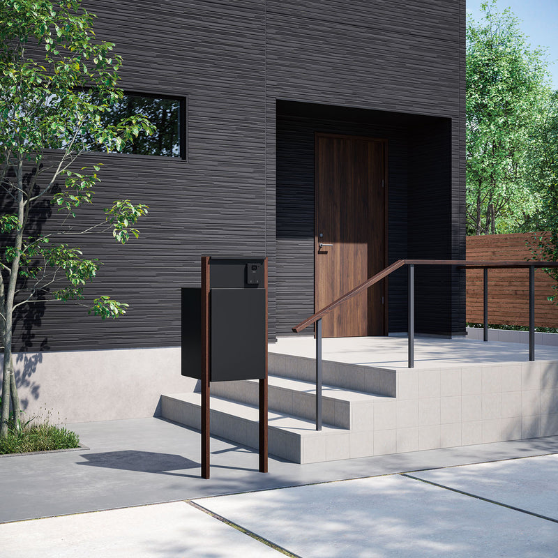 ナスタ 機能門柱 宅配ボックス ナスタボックスプラスポスト Nasta Box +POST 門柱ユニットタイプ　宅配ボックス ミディアムウォールナット×ブラック