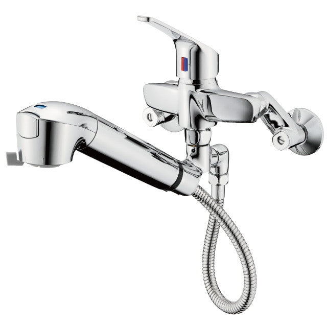 タカギ　壁出し混合タイプの取り換えに！　みず工房クリーン　蛇口一体型浄水器　壁出し混合水栓（固定型）