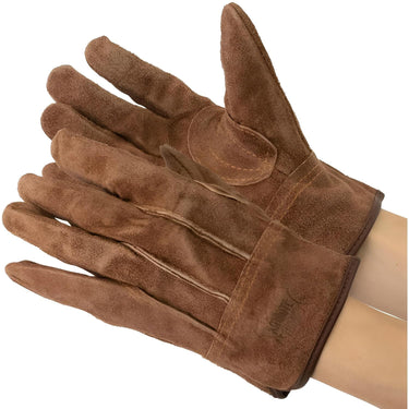 【ハイグレード】革手工房KS445　オイルブラウン牛床革　背縫い　オイル革手袋　　1双