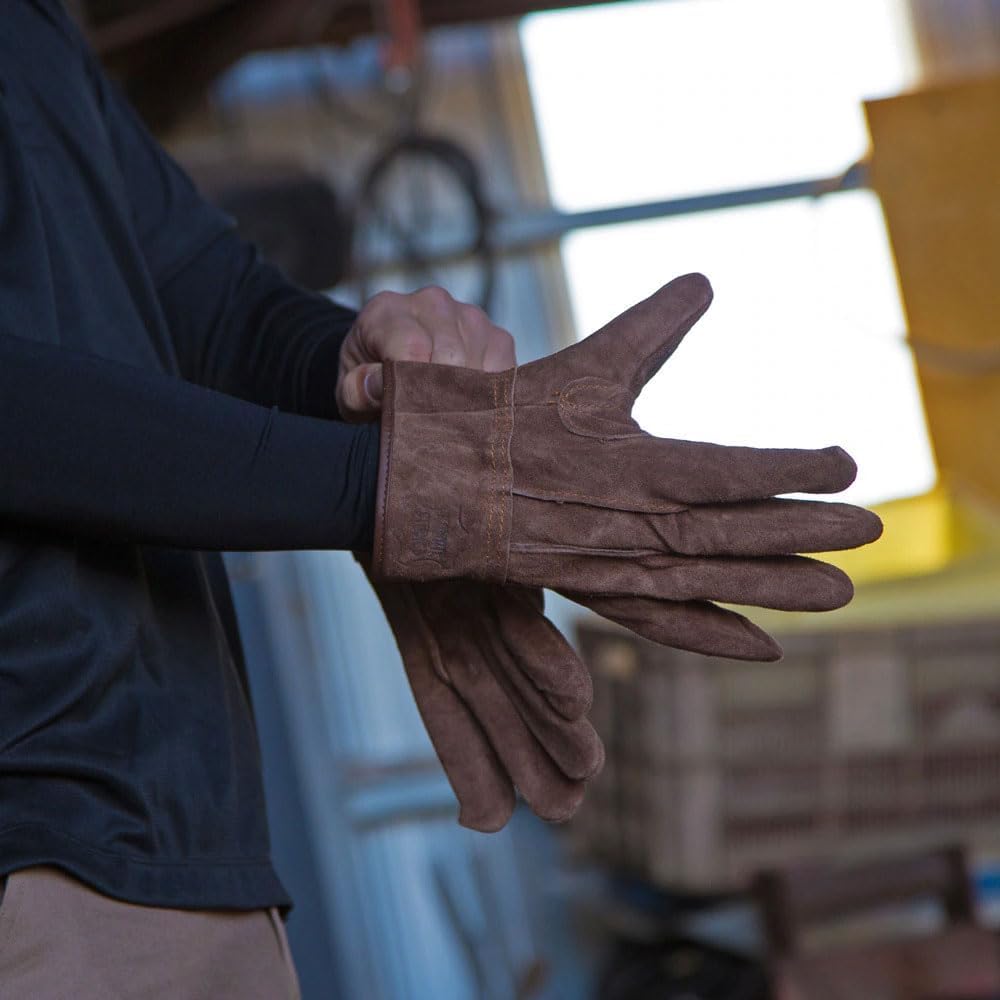 ★ボリュームアップ割【ハイグレード】革手工房KS445　オイルブラウン牛床革　背縫い　オイル革手袋　20双セット