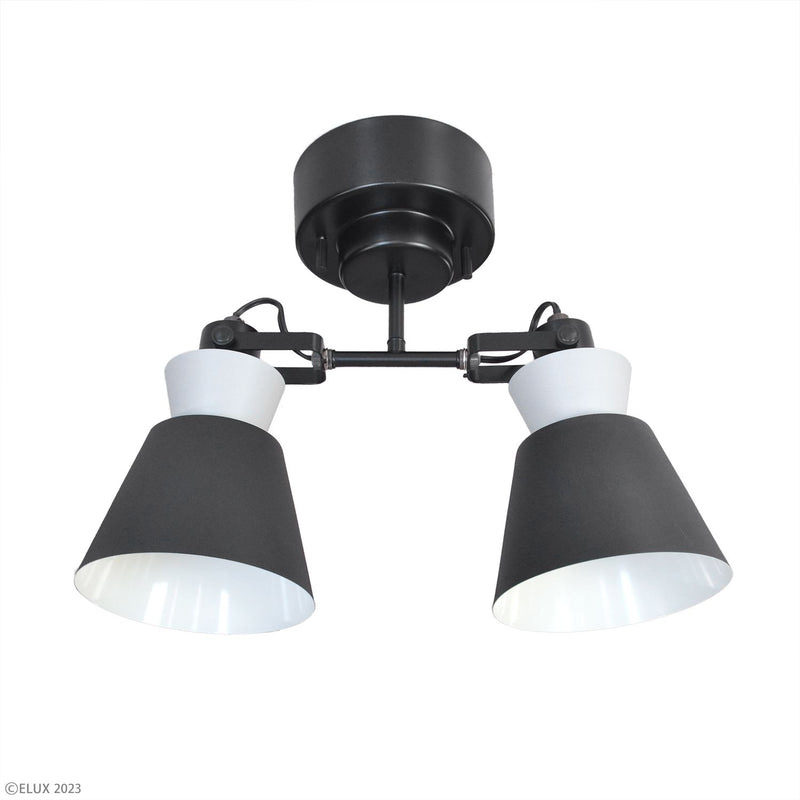 ELUX 照明 【NEW】BONIS ボニス 2灯シーリングスポットライト ブラック×グレー
