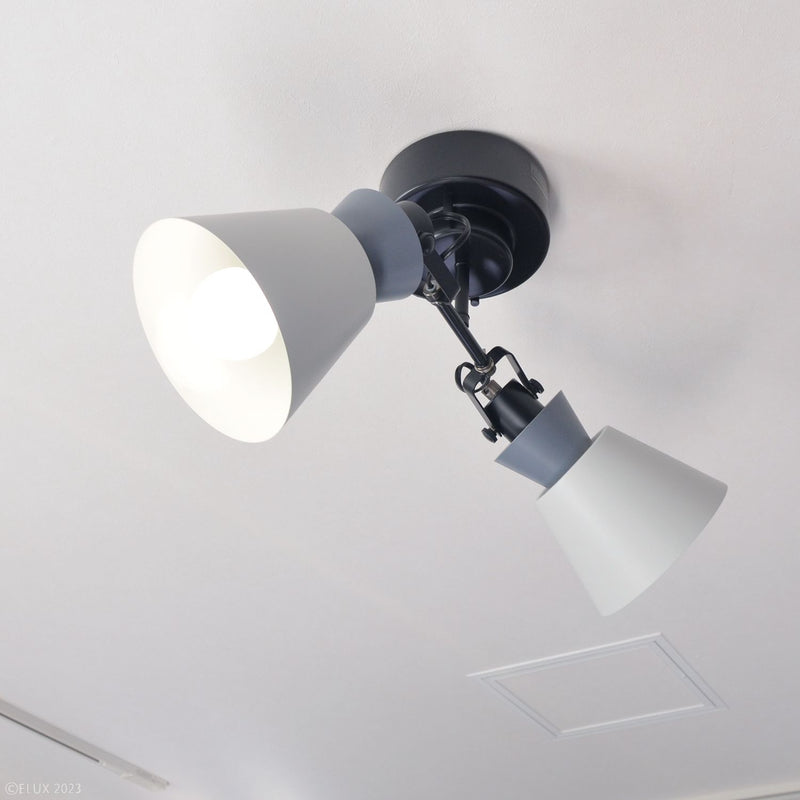 ELUX 照明 【NEW】BONIS ボニス 2灯シーリングスポットライト グレー×ダークグレー