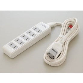 EDLPコード付タップ　5個口　耐トラッキングカバー付　ホワイト 1ｍ