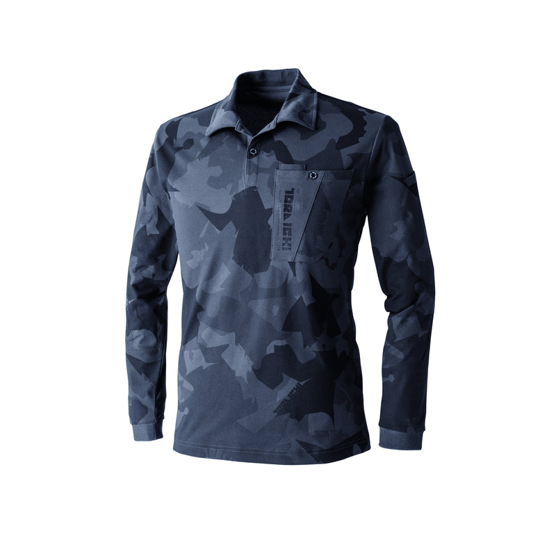 寅壱 5992-614 迷彩柄長袖ポロシャツ SPEEDRY® 天竺ニット 吸汗 消臭 形状安定襟