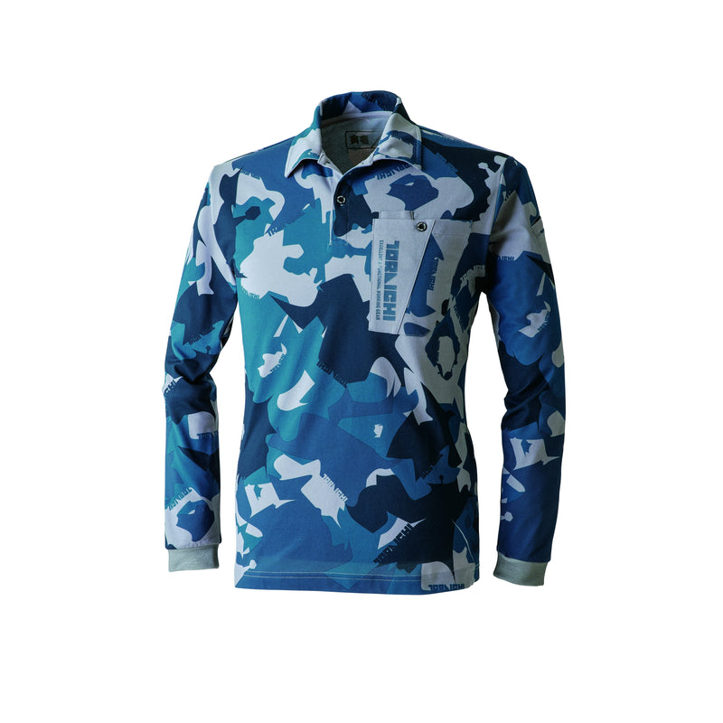 寅壱 5992-614 迷彩柄長袖ポロシャツ SPEEDRY® 天竺ニット 吸汗 消臭 形状安定襟