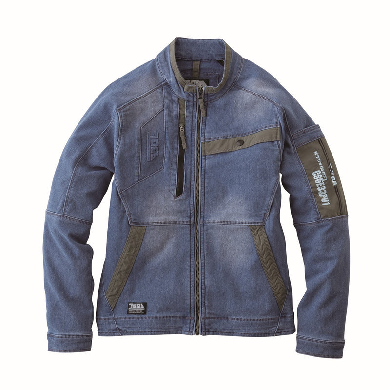 寅壱 8860-124 デニムワークジャケット アイスブルー 正面