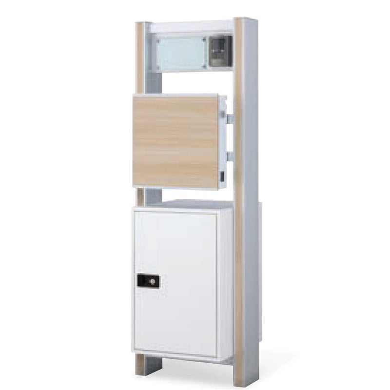 宅配ボックス搭載門柱　ストレーゼワイドⅡ　Lタイプ　サイン灯あり チーク / アルミシルバー / ホワイト