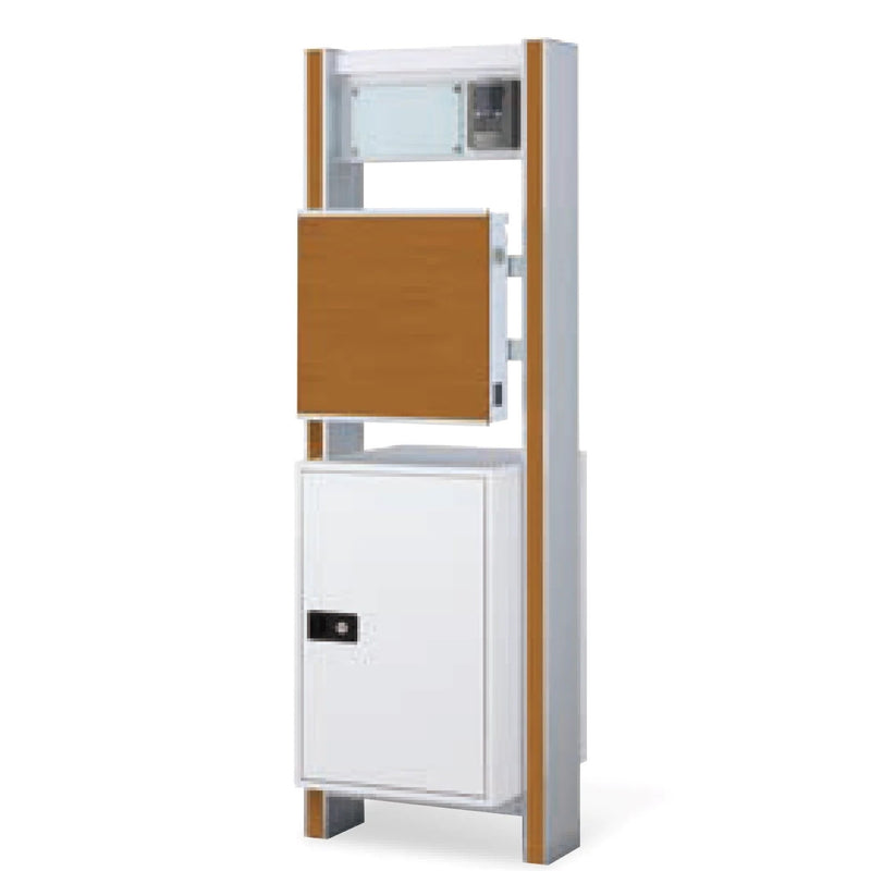 宅配ボックス搭載門柱　ストレーゼワイドⅡ　Lタイプ　サイン灯あり ウォールナット / アルミシルバー / ホワイト