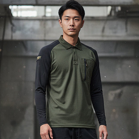 AVIREX AV807 接触冷感 ハイブリッドポロシャツ 熱中症対策 作業服 袖コンプレッション 2026SS