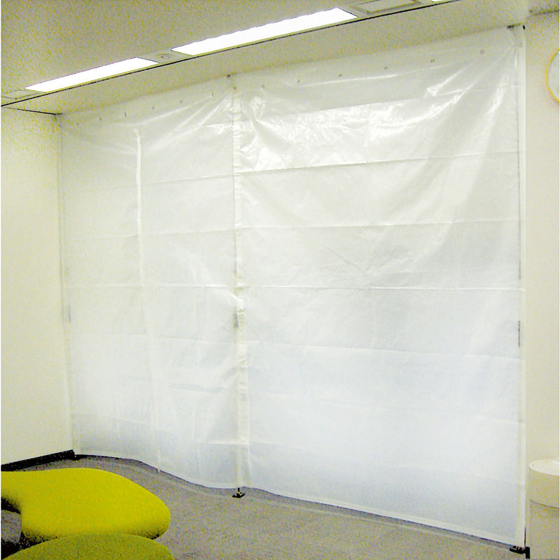 簡単施工の間仕切りカーテン　リフォームカーテン　支柱3本＋シート2枚