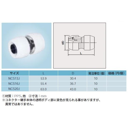 プッシュマスター　コネクターソケット　ストレート　同径タイプ NCS13J