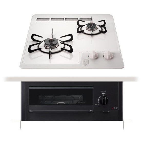 コンパクトキッチン　2口ビルトインコンロ ナチュラルホワイト　13A