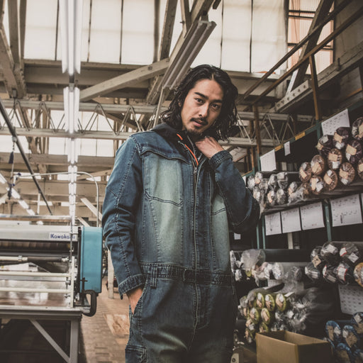 寅壱 8890-501 デニムつなぎ 2024-25AW新作 着用画