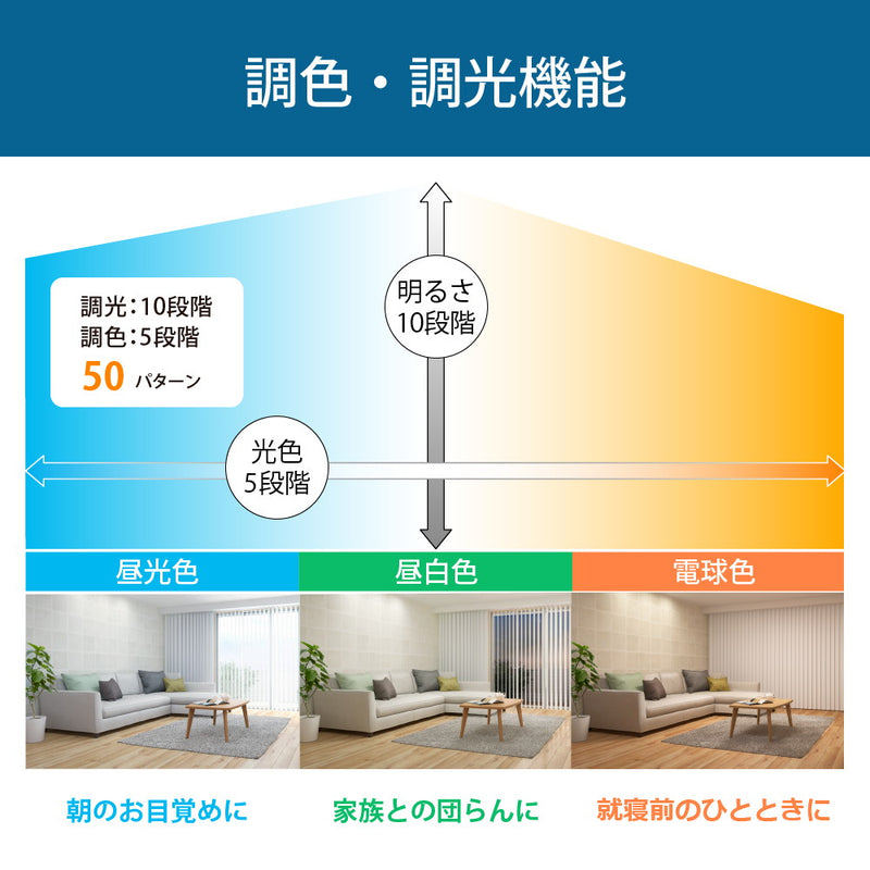 調色/調光モデル　シンプルカバー　調色5段階×調光10段階　12畳用