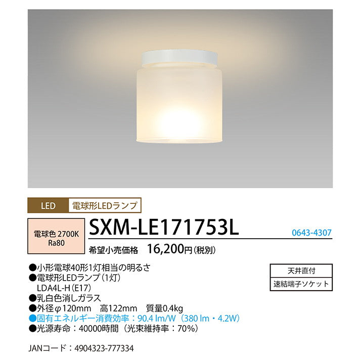 乳白色消しガラス　空間をやさしく照らす　LED小型シーリング　電球色