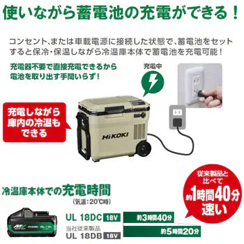 美品】HiKOKI コードレス冷温庫 UL18DC バッテリー2個付き 美品】HiKOKI コードレス冷温庫 UL18DC バッテリー2個付き