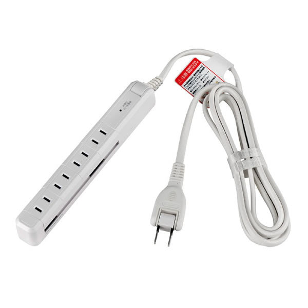 耐雷スリム回転タップ　4個口　2ｍ ホワイト