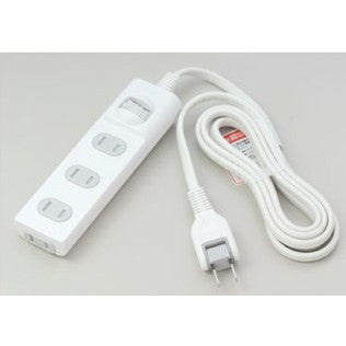 集中スイッチ付きで接続機器をまとめてON/OFF　スイッチ付扉付タップ　4個口　ホワイト 1ｍ