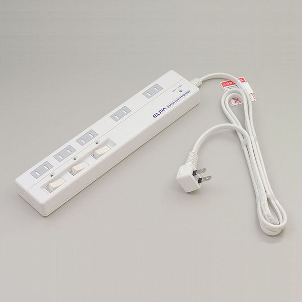 耐雷サージ　スイッチ付タップ　5個口　ホワイト　1.5ｍ