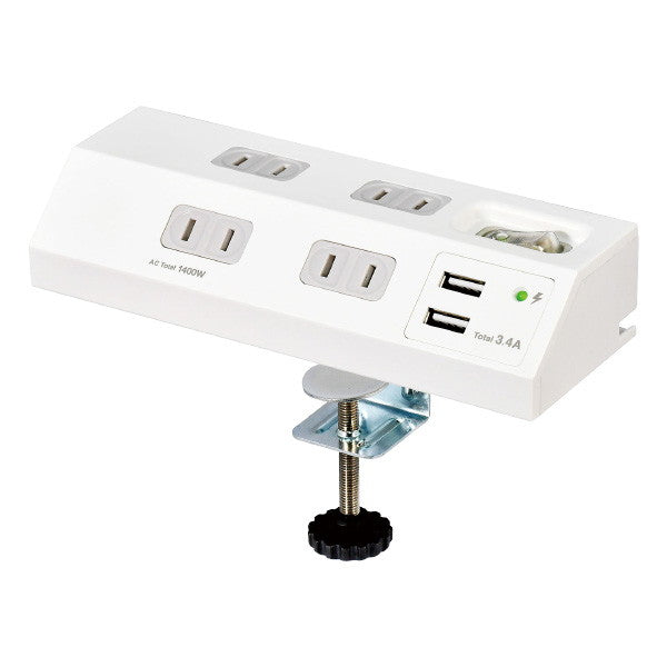 集中スイッチ付デスクUSBタップ　4個口　ホワイト