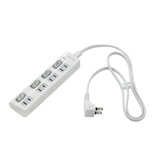 LEDランプ　スイッチ付タップ　上差し　4個口　ホワイト 1ｍ