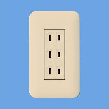 ★1コインキャンペーン　ワイド埋込Ｔコンセント　金属枠付　 WTF13033FK　ベージュ