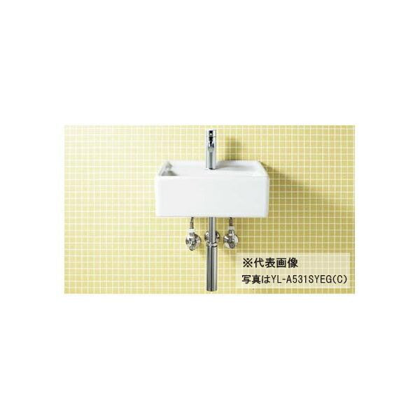 LIXIL　コンパクト洗面器　YL-A531SYEC（C)/BW1　ピュアホワイト　壁付式　シングルレバー混合水栓（エコハンドル）