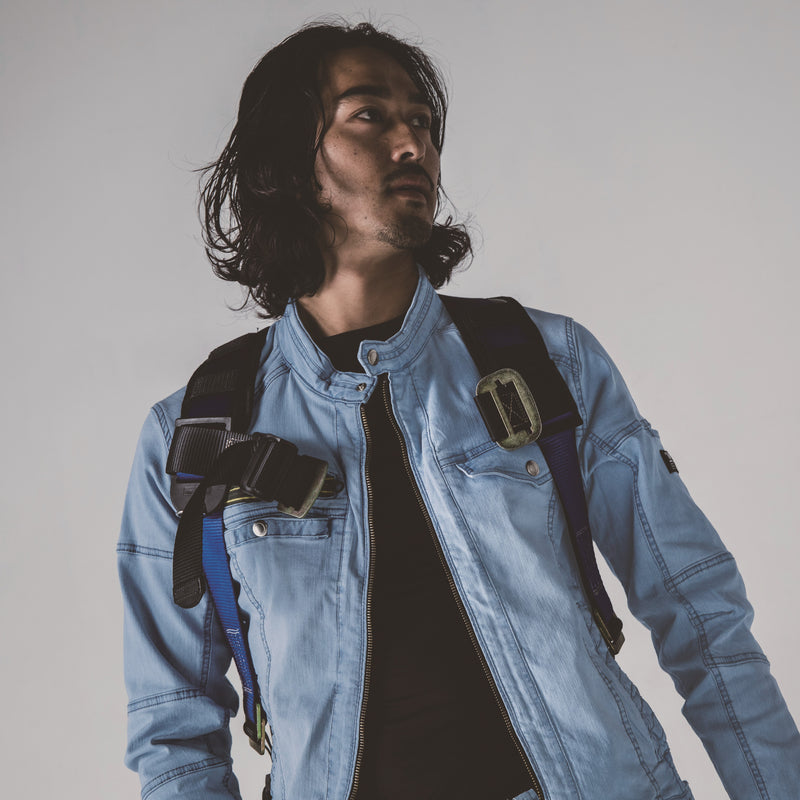 寅壱 8970-554 デニムライダースジャケット 着用画