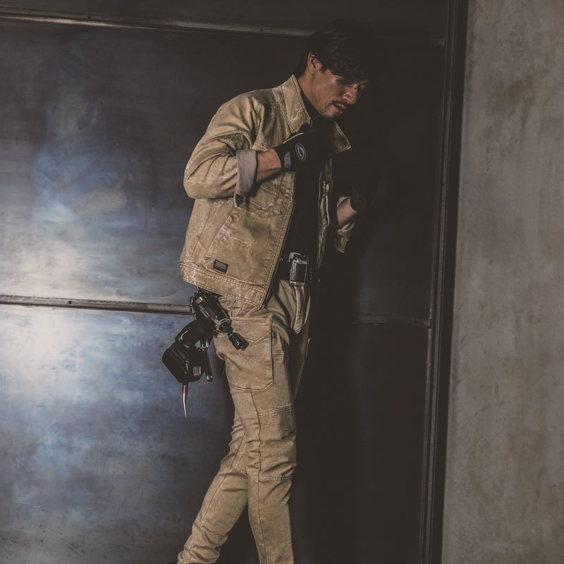 寅壱 3550-219 カーゴパンツ ベージュ 着用画