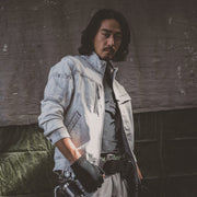 寅壱 8870-124 デニムワークジャケット ライトグレー 着用画