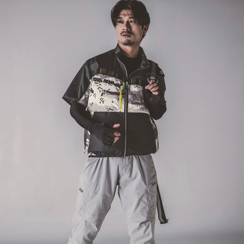 寅壱 1082-116 空調服®半袖ジャケット クロ 着用画