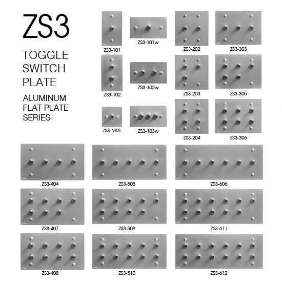 ZS3-305 トグルスイッチプレート アルミ・フラット 3連/5口