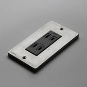 ZS4-SC-SB 角穴ダイカストプレート＋ダブルコンセント セット ソリッドブラック