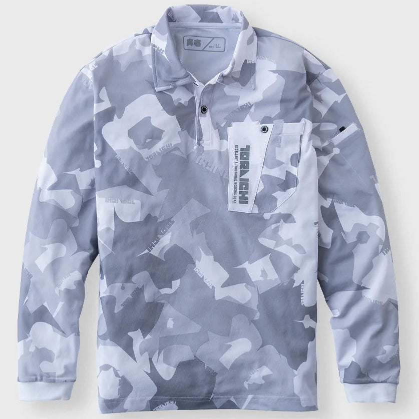 寅壱 5992-614 迷彩柄長袖ポロシャツ SPEEDRY® 天竺ニット 吸汗 消臭 形状安定襟