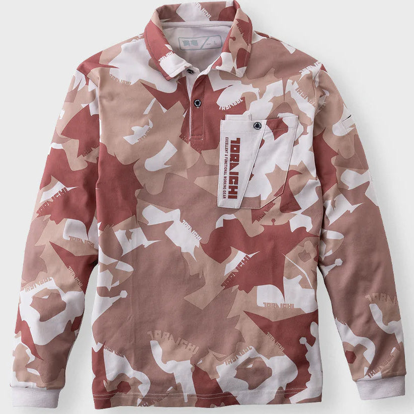 寅壱 5992-614 迷彩柄長袖ポロシャツ SPEEDRY® 天竺ニット 吸汗 消臭 形状安定襟