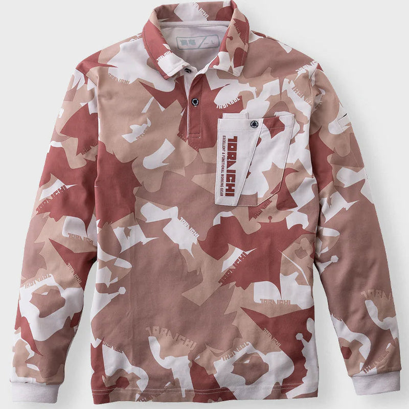 寅壱 5992-614 迷彩柄長袖ポロシャツ SPEEDRY® 天竺ニット 吸汗 消臭 形状安定襟